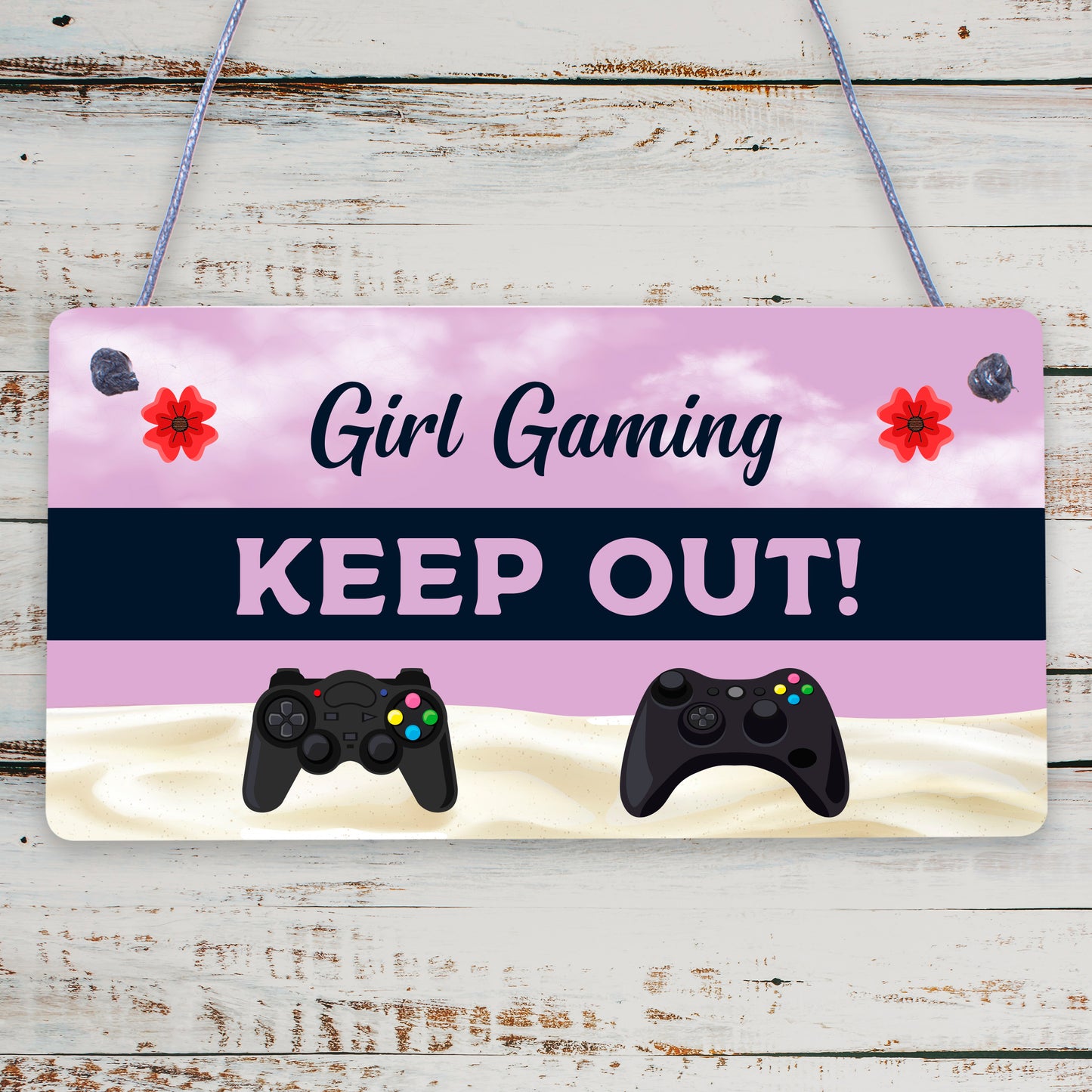 Pink Gaming Sign Girls Bedroom Sign KEEP OUT Gamer Gift