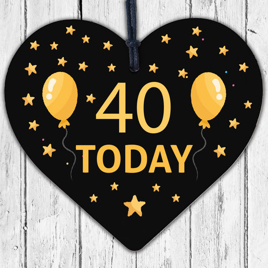 40th Birthday Wooden Heart Decoration Gift Tag 40th Birthday Gift For Him Her