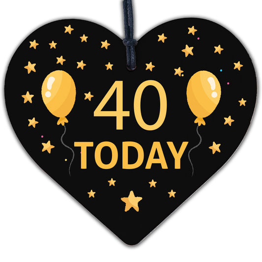 40th Birthday Wooden Heart Decoration Gift Tag 40th Birthday Gift For Him Her