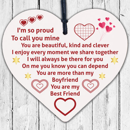 Boyfriend Relationship Gifts Wooden Heart Anniversary Valentines Gift For Him