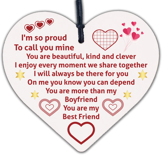 Boyfriend Relationship Gifts Wooden Heart Anniversary Valentines Gift For Him