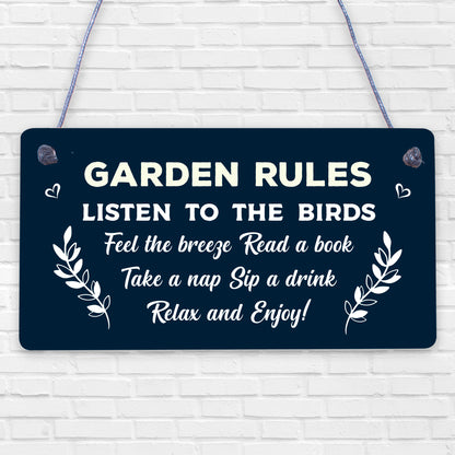 Garden Rules Sign Engraved Wood Garden Signs And Plaques Shed Sign Novelty