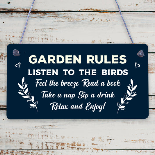 Garden Rules Sign Engraved Wood Garden Signs And Plaques Shed Sign Novelty