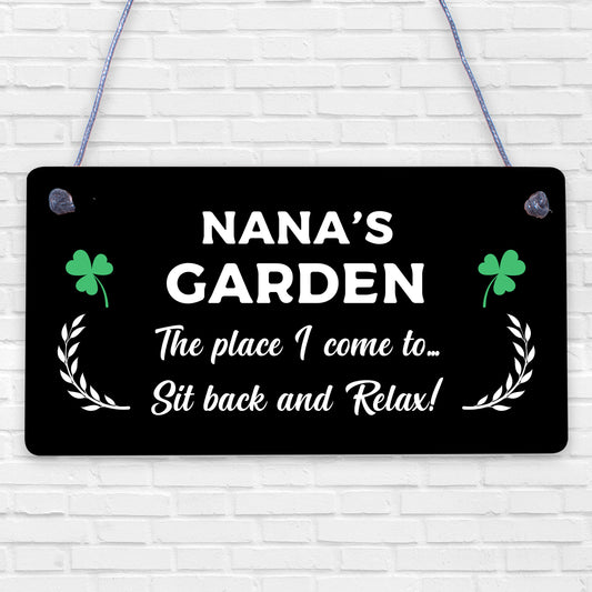 Nanas Garden Sign Hanging Engraved Plaque Garden Signs For Outdoor Outside