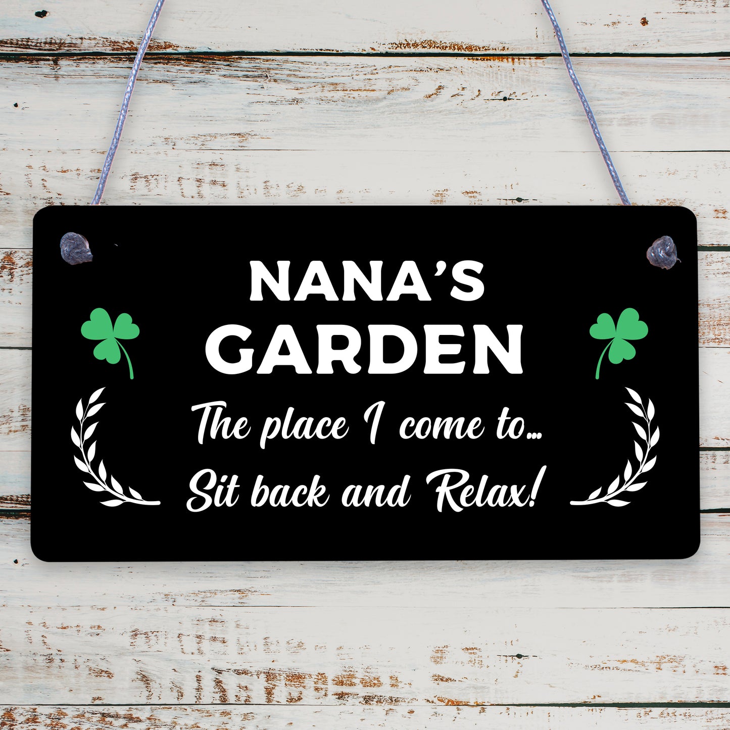 Nanas Garden Sign Hanging Engraved Plaque Garden Signs For Outdoor Outside