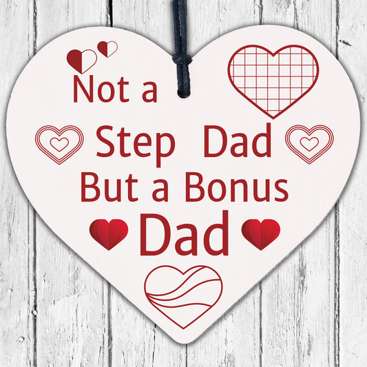 Novelty Gift For Step Dad Fathers Day Gifts For Step Dad Wooden Heart Plaque