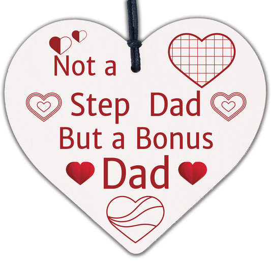 Novelty Gift For Step Dad Fathers Day Gifts For Step Dad Wooden Heart Plaque