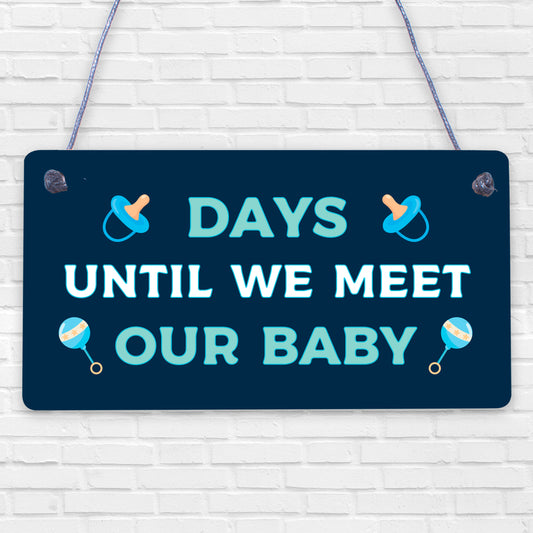 Chic Countdown New Baby Pregnancy mum Hanging Wall Plaque Sign Baby Shower Gift