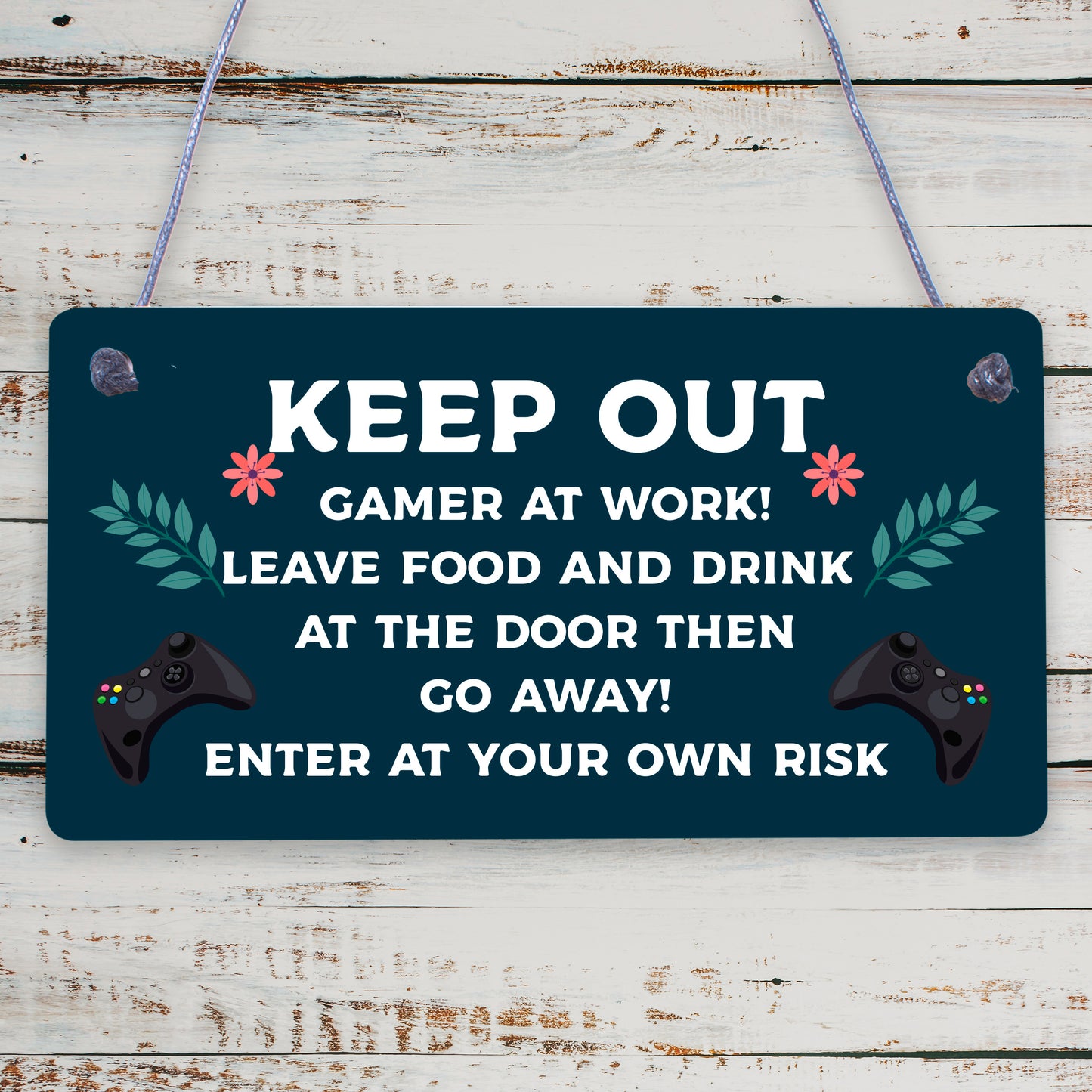 Funny Sign Keep Out Gamer At Work Man Cave Door Wall Plaque Dad Gifts For Men