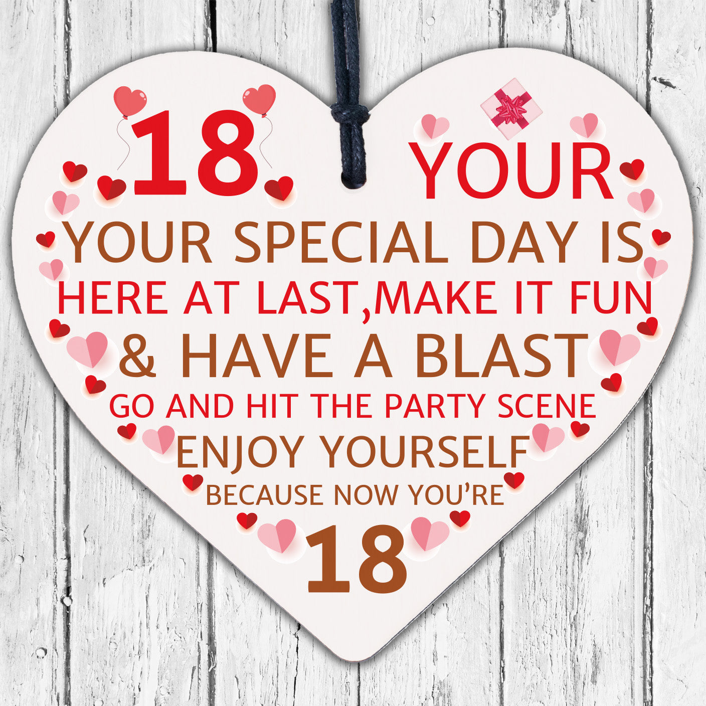 Funny 18th Birthday Gifts Novelty Wooden Hearts Gift For Daughter Son Friend