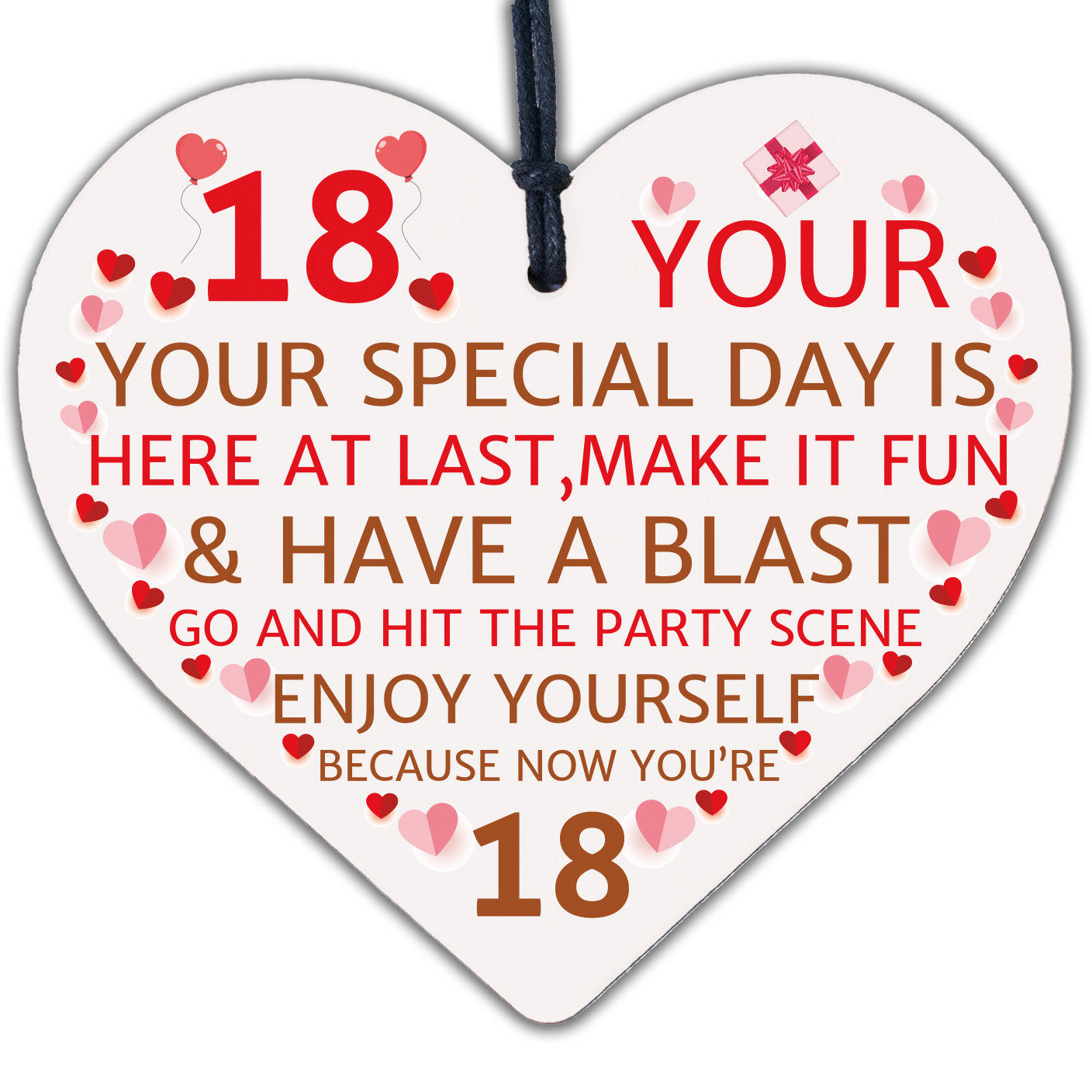 Funny 18th Birthday Gifts Novelty Wooden Hearts Gift For Daughter Son Friend