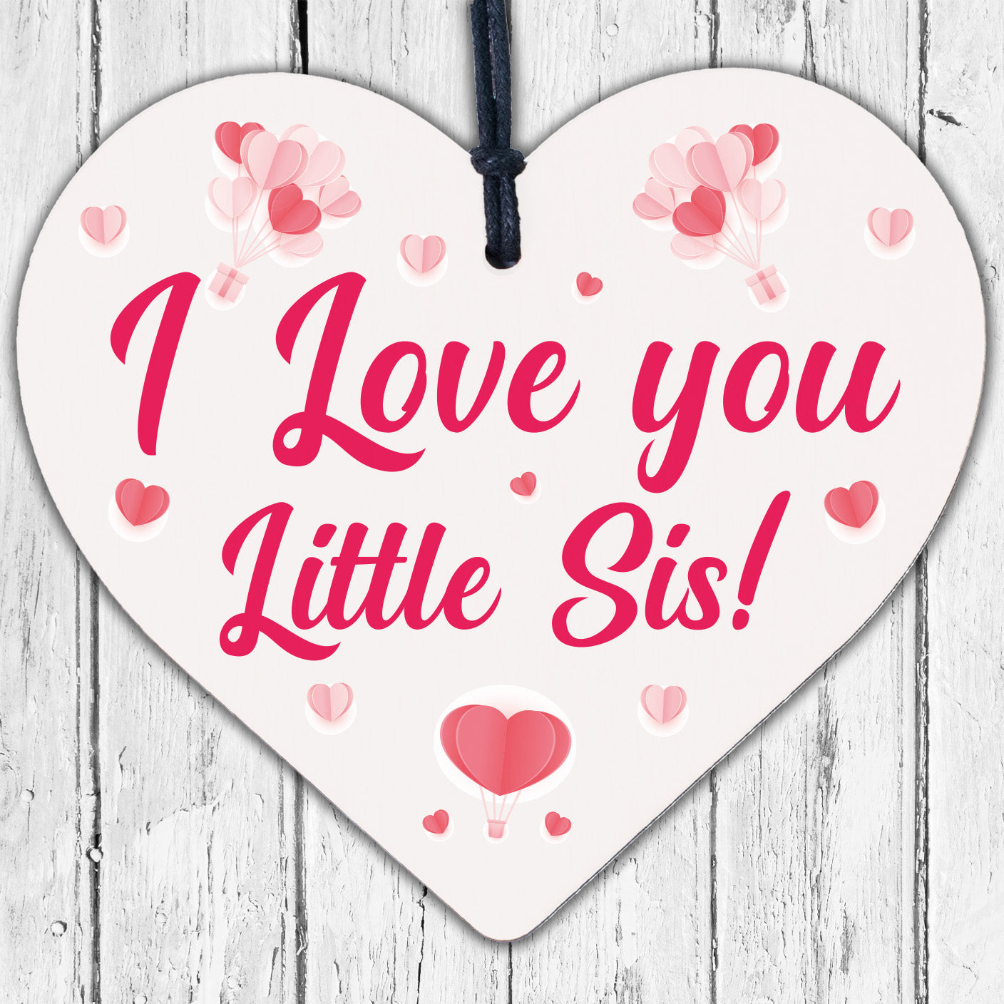 Little Sister Gift Wood Heart Birthday Christmas Gift For Sister Love Plaque