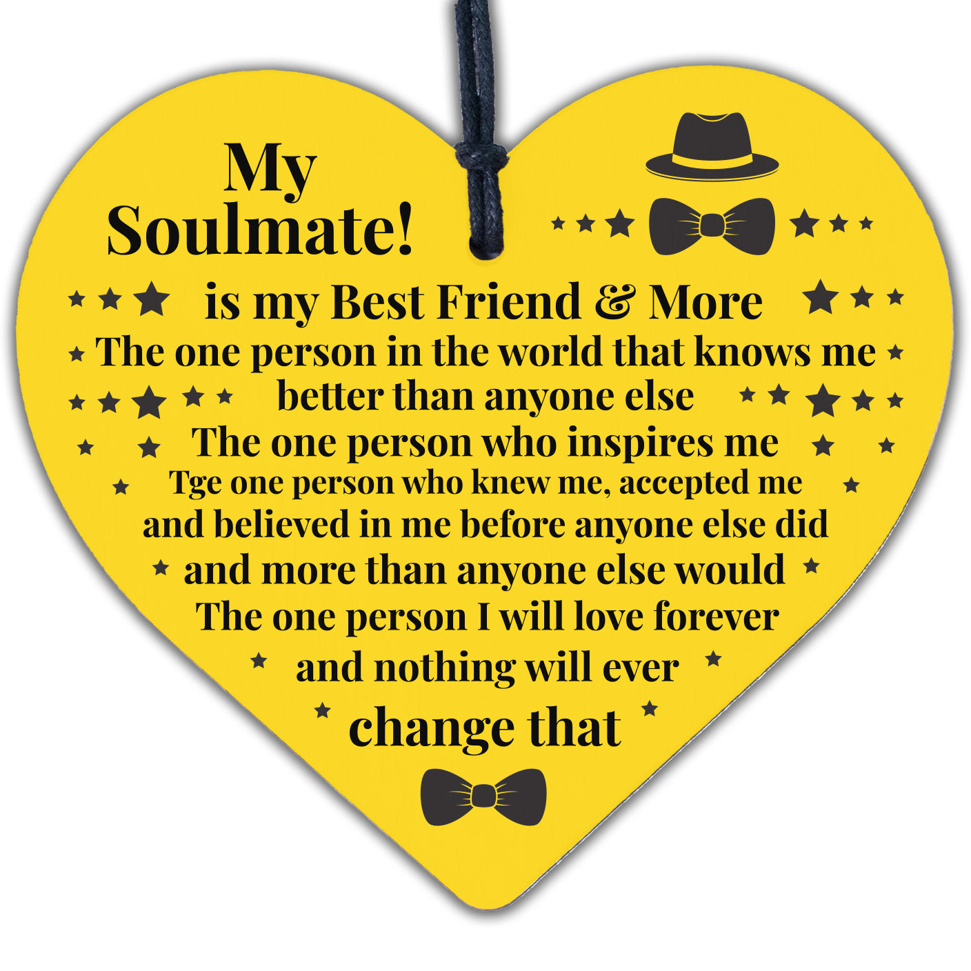 Soulmate Gift Wooden Heart Birthday Anniversary Gift For Him For Her Love Sign