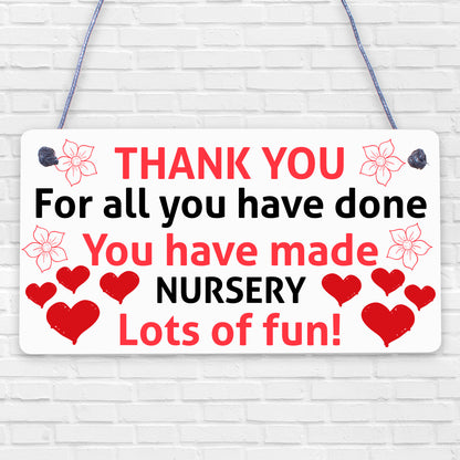 THANK YOU Gift For Nursery Teacher Hanging Sign Plaque Preschool Leaving Gift