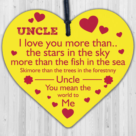 Uncle Birthday Gifts Wooden Heart Plaque Uncle Birthday Card Thank You Gifts