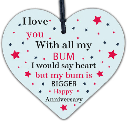 Funny Anniversary Birthday Gift For Husband Wife Boyfriend Girlfriend Wood Heart