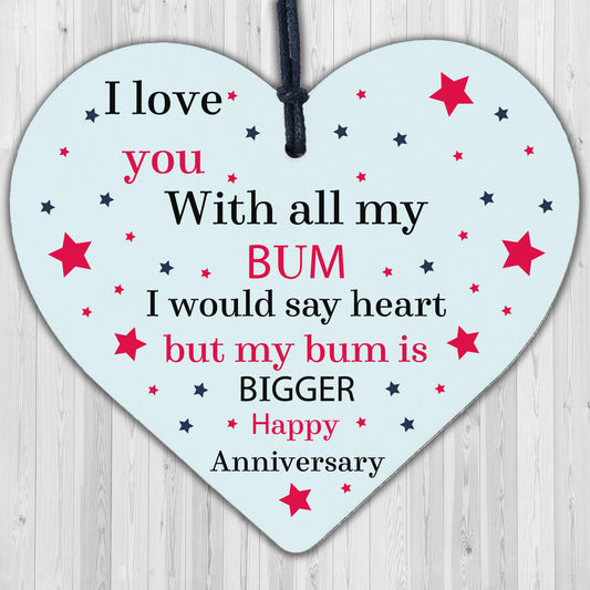 Funny Anniversary Birthday Gift For Husband Wife Boyfriend Girlfriend Wood Heart