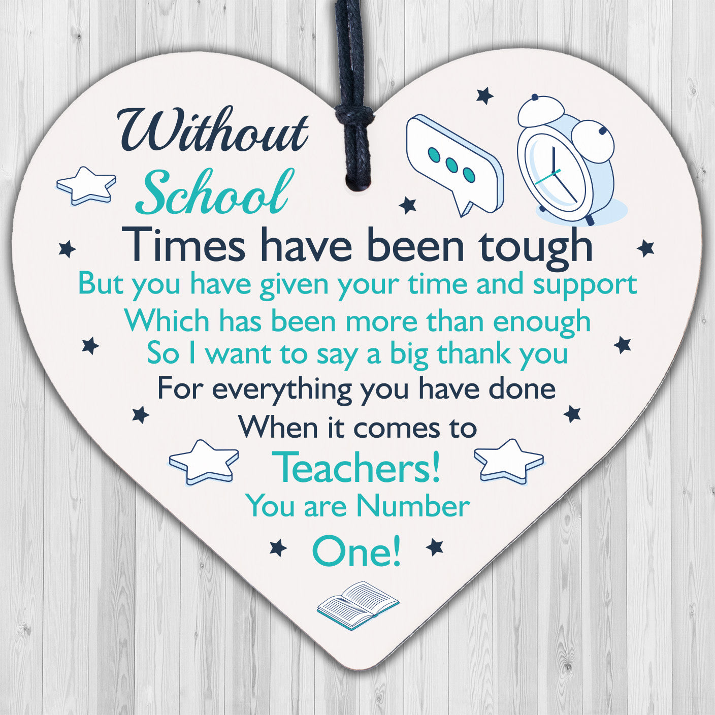 Teacher Thank You Poem Gift Lockdown Quarantine Gift Wood Heart Nursery Gifts