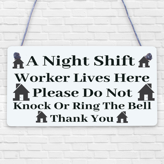 Night Shift Worker Do Not Disturb Hanging Plaque Novelty Keep Quiet Door Sign