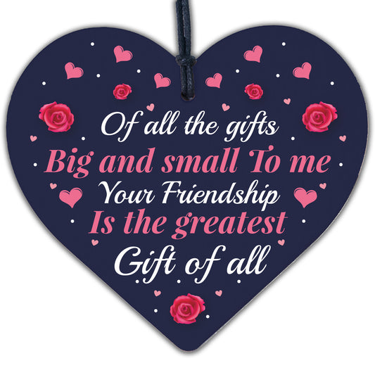 BEST FRIEND Gift Wooden Heart Friendship Plaque Birthday Valentines Gift For Her