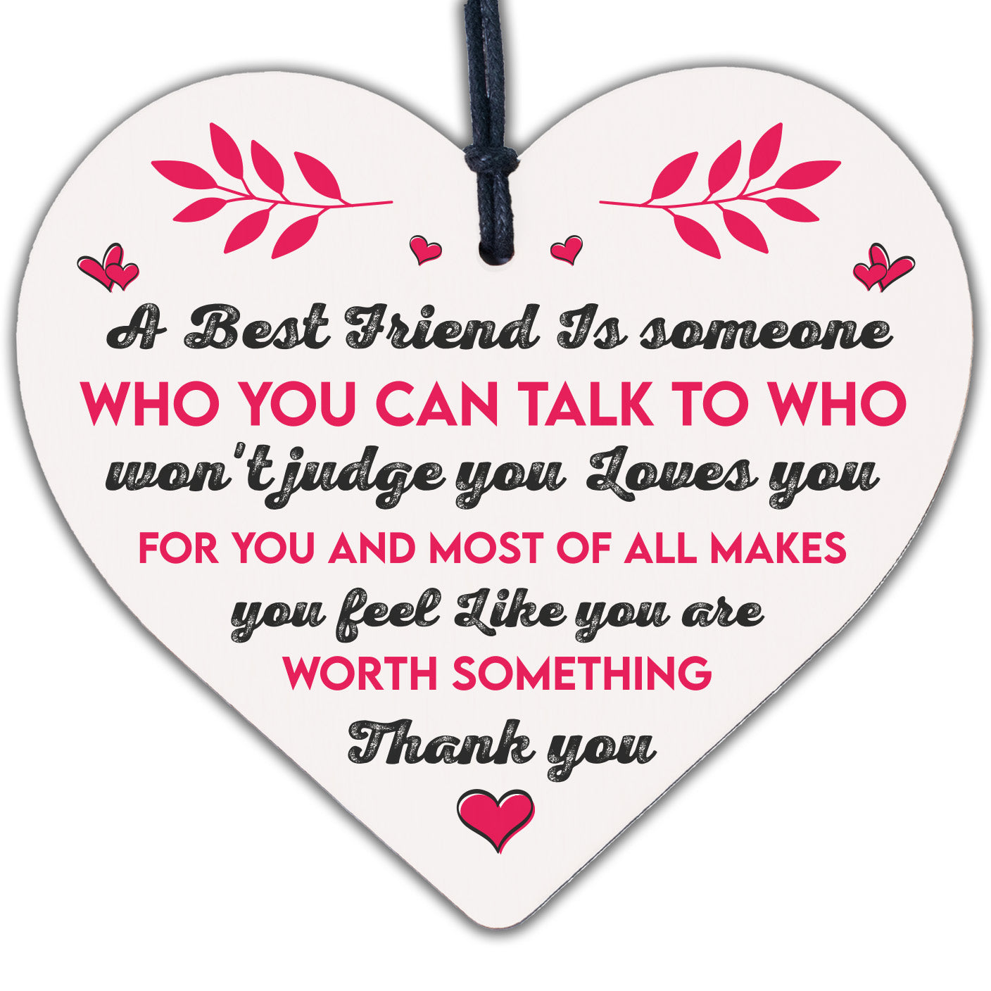 Thank You Gift For Best FRIEND Heart Christmas Friendship Gift Birthday Plaque