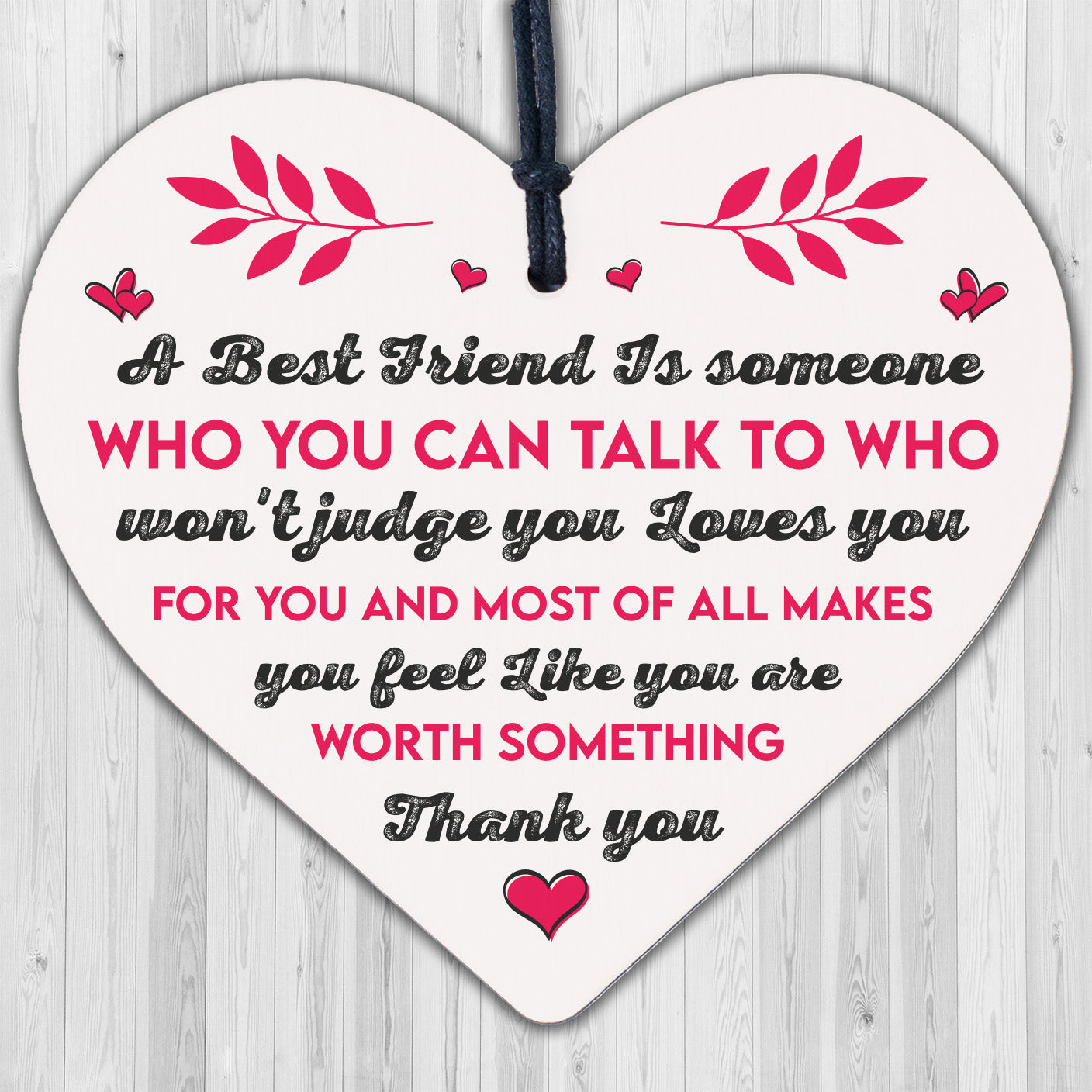 Thank You Gift For Best FRIEND Heart Christmas Friendship Gift Birthday Plaque