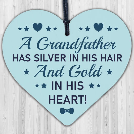 Novelty Gifts For Grandad Grandfather Wood Heart Gift For Birthday Fathers Day