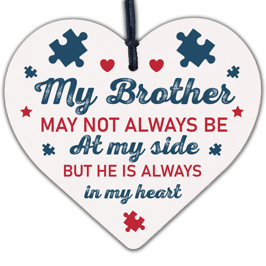 Special Gift For Brother Wood Heart Birthday Christmas Gift For Him Keepsake