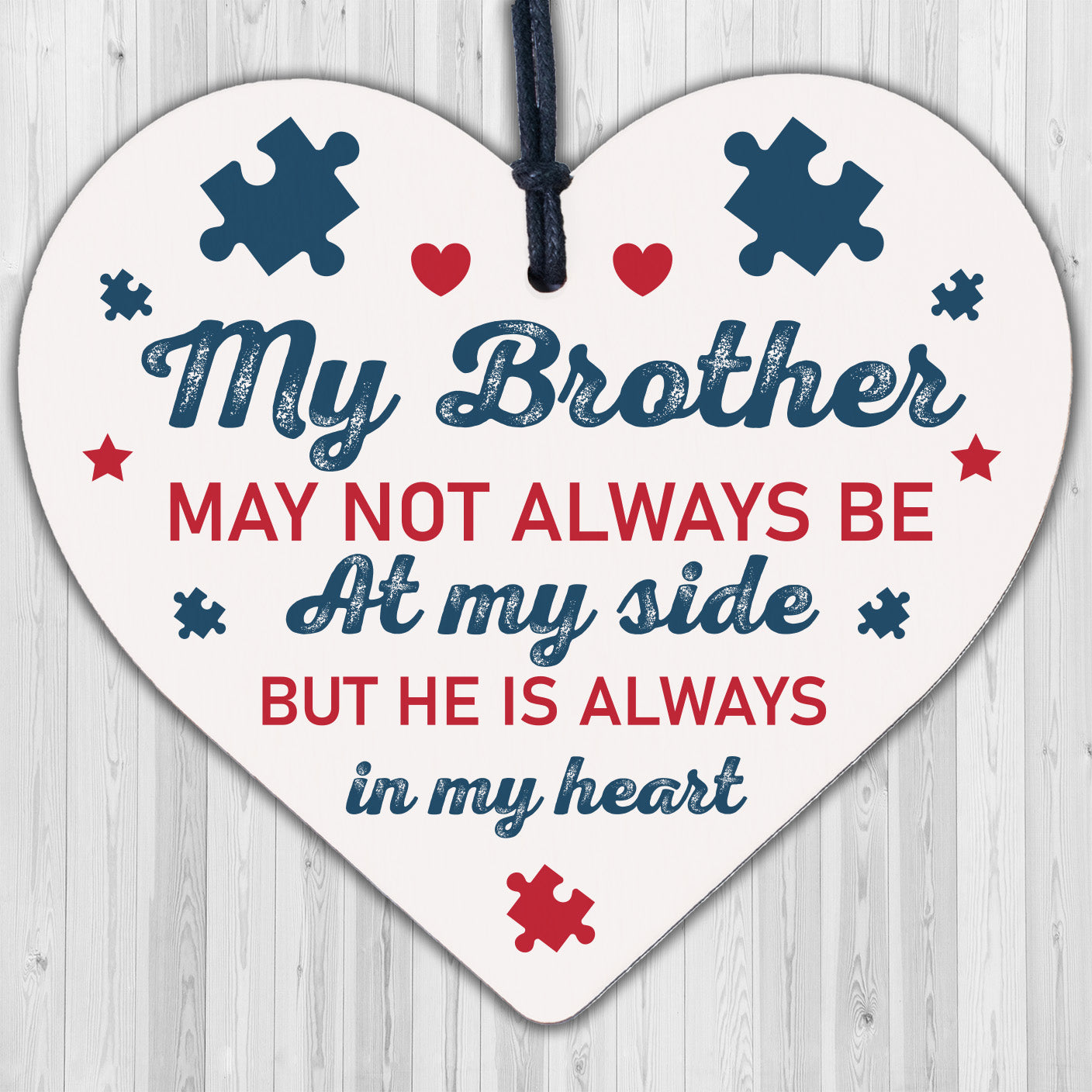 Special Gift For Brother Wood Heart Birthday Christmas Gift For Him Keepsake