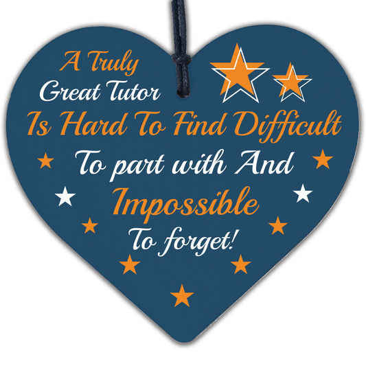 Thank You Gift For Tutor Teacher Wood Hanging Heart Leaving School Nursery Gift