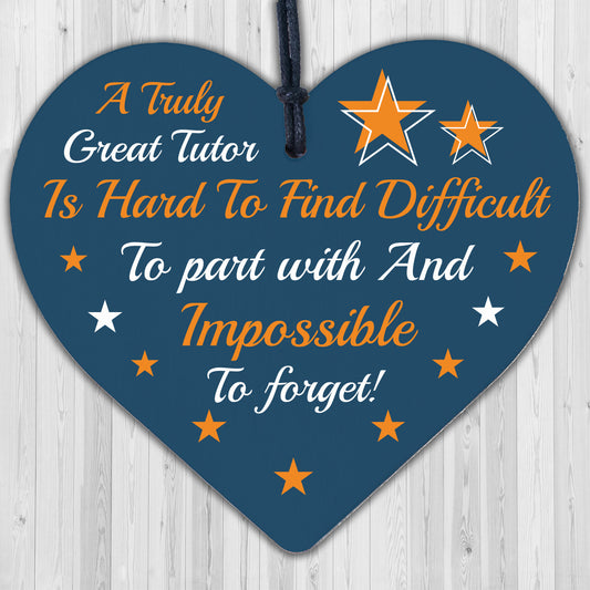 Thank You Gift For Tutor Teacher Wood Hanging Heart Leaving School Nursery Gift