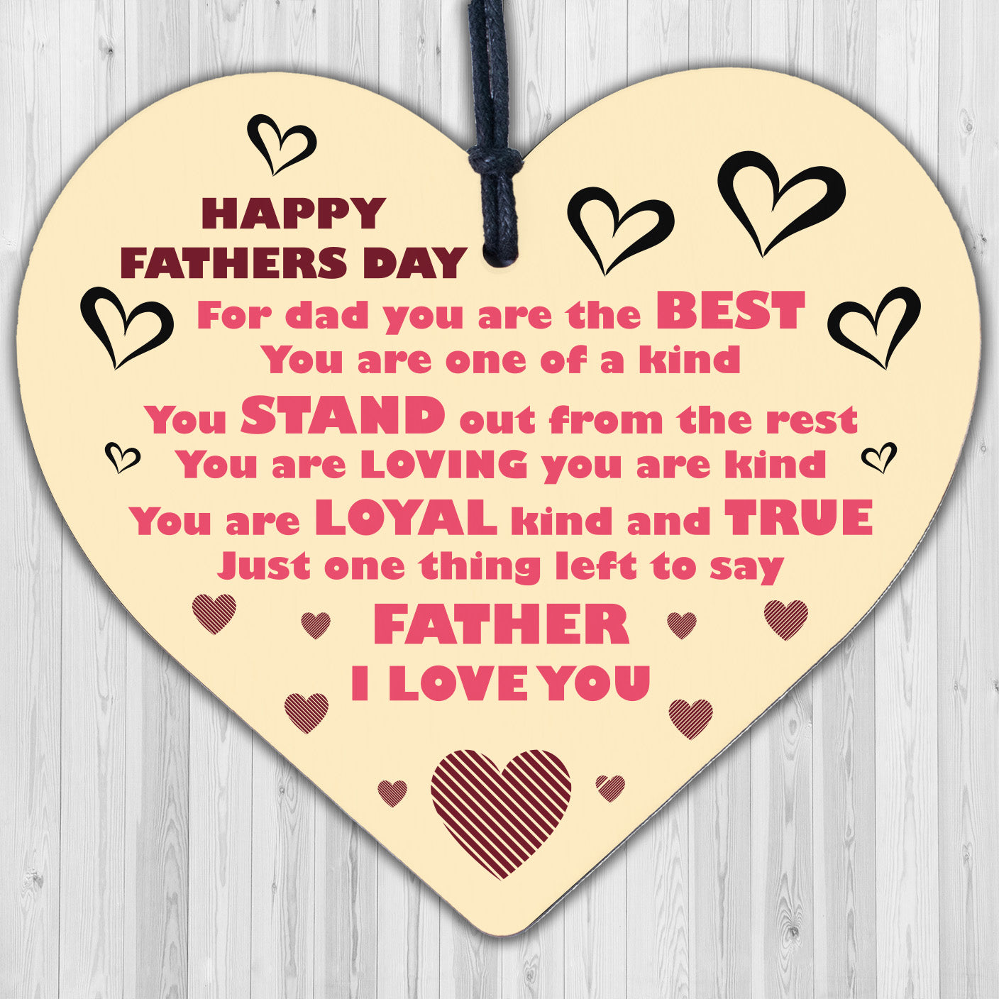 Stand Out Dad Daddy Wooden Wall Hanging Heart Fathers Day Love Gift Sign Plaque