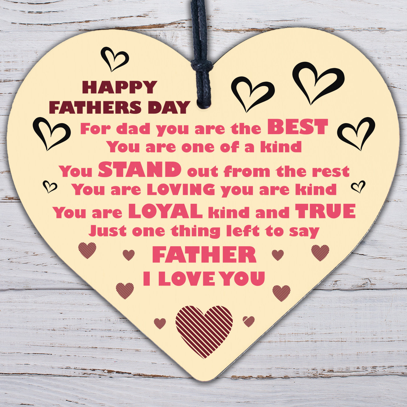 Stand Out Dad Daddy Wooden Wall Hanging Heart Fathers Day Love Gift Sign Plaque