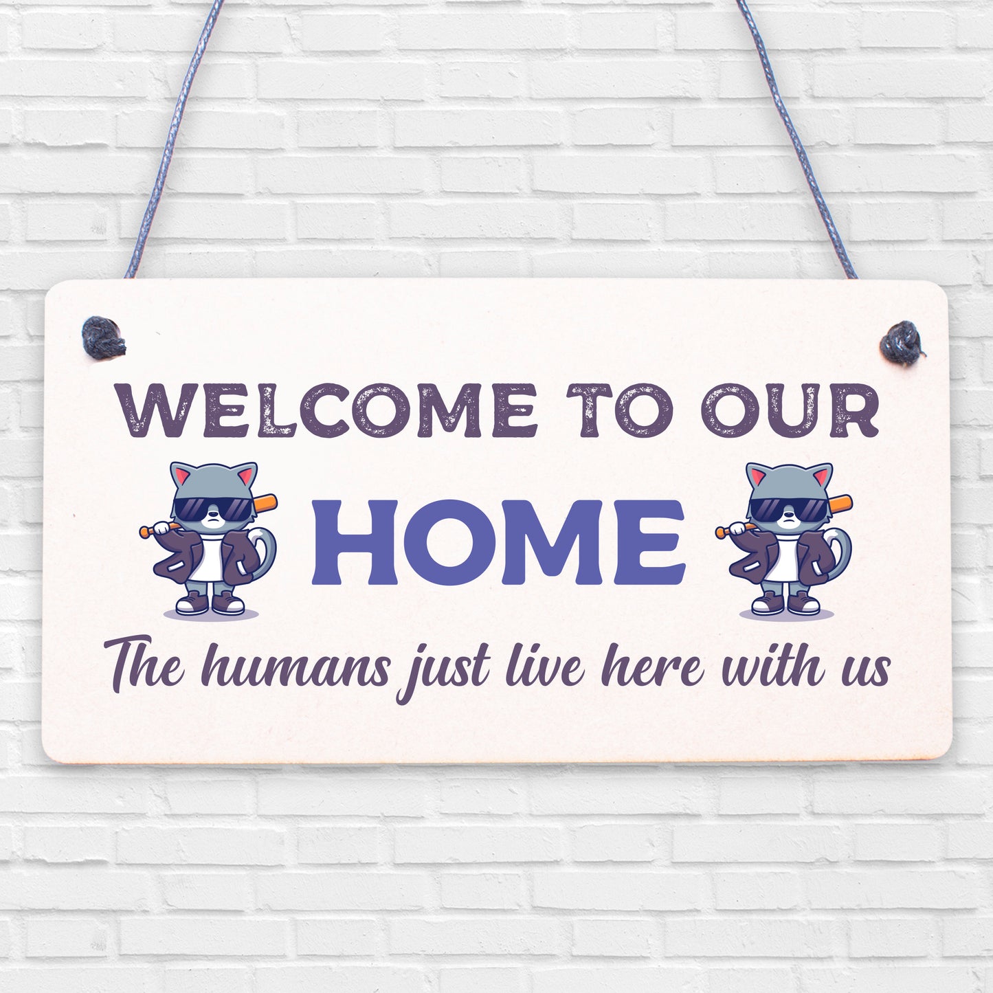 Cat Sign Welcome To Our Home Cat Lover Gift Door Sign Gift For Men Women