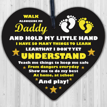 Daddy To Be Cards From Bump Wooden Heart Fathers Day Gift Baby Shower Gift Sign