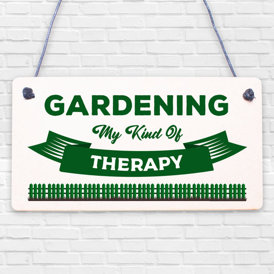 Gardening My Therapy Novelty Plaque SummerHouse Sign Garden Shed Friendship Gift