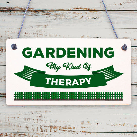 Gardening My Therapy Novelty Plaque SummerHouse Sign Garden Shed Friendship Gift