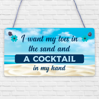 Cocktail In My Hand Plaque Nautical Decor Sign Beach Kitchen Birthday Home Gifts