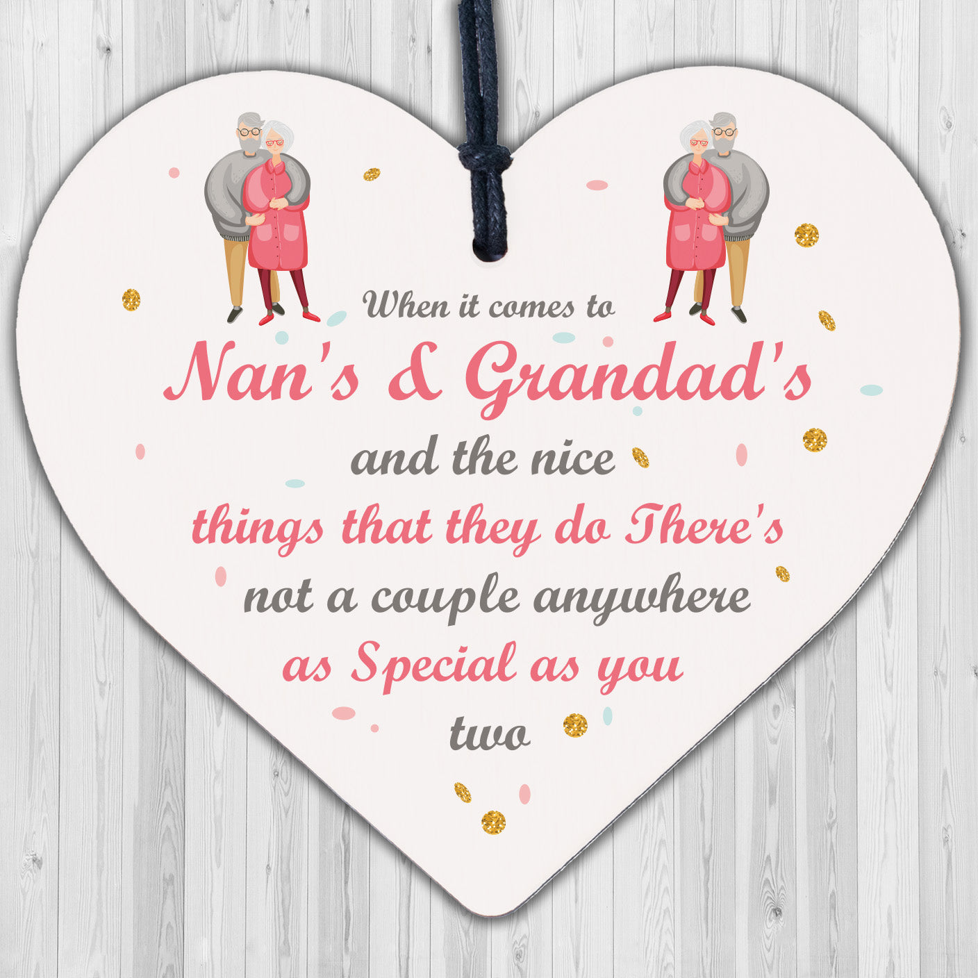 Nan And Grandad Gift For Birthday Christmas Wooden Heart Grandchildren Gift