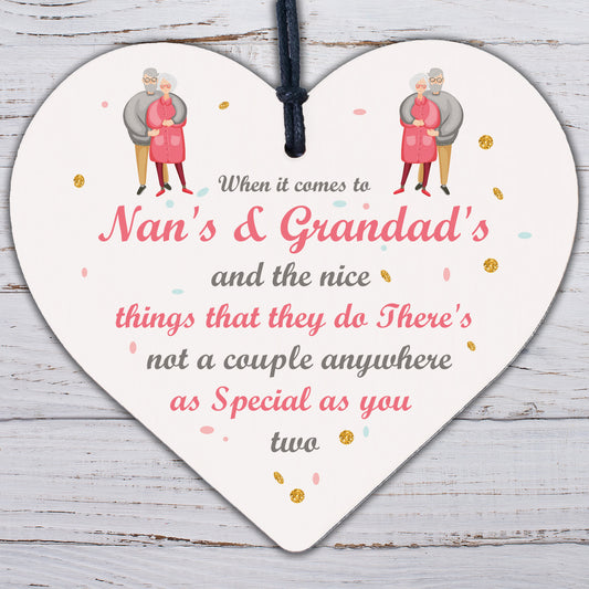 Nan And Grandad Gift For Birthday Christmas Wooden Heart Grandchildren Gift