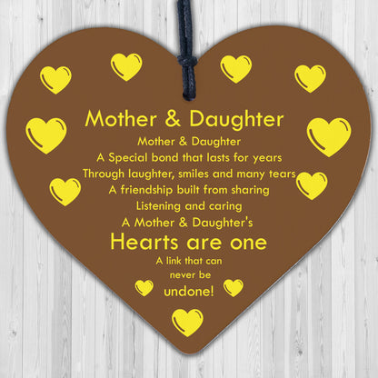 Mother And Daughter Gifts Wood Heart Daughter Birthday Gifts From Mum