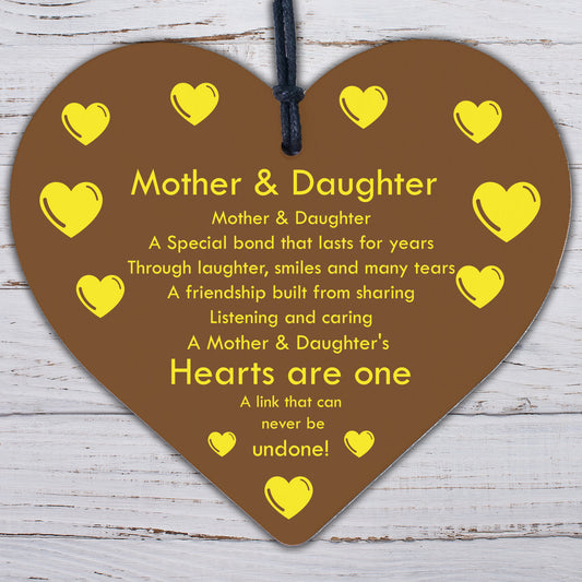 Mother And Daughter Gifts Wood Heart Daughter Birthday Gifts From Mum