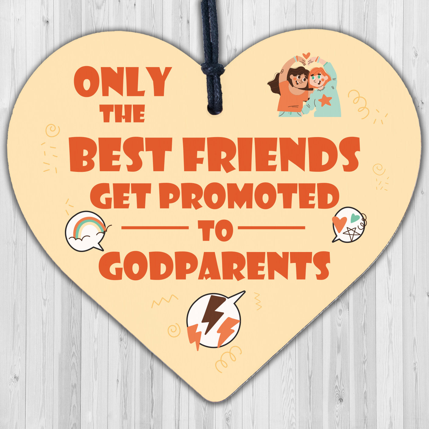 Best Friend Gift Godparents Gift For Christening Wood Heart Friend Keepsake Sign