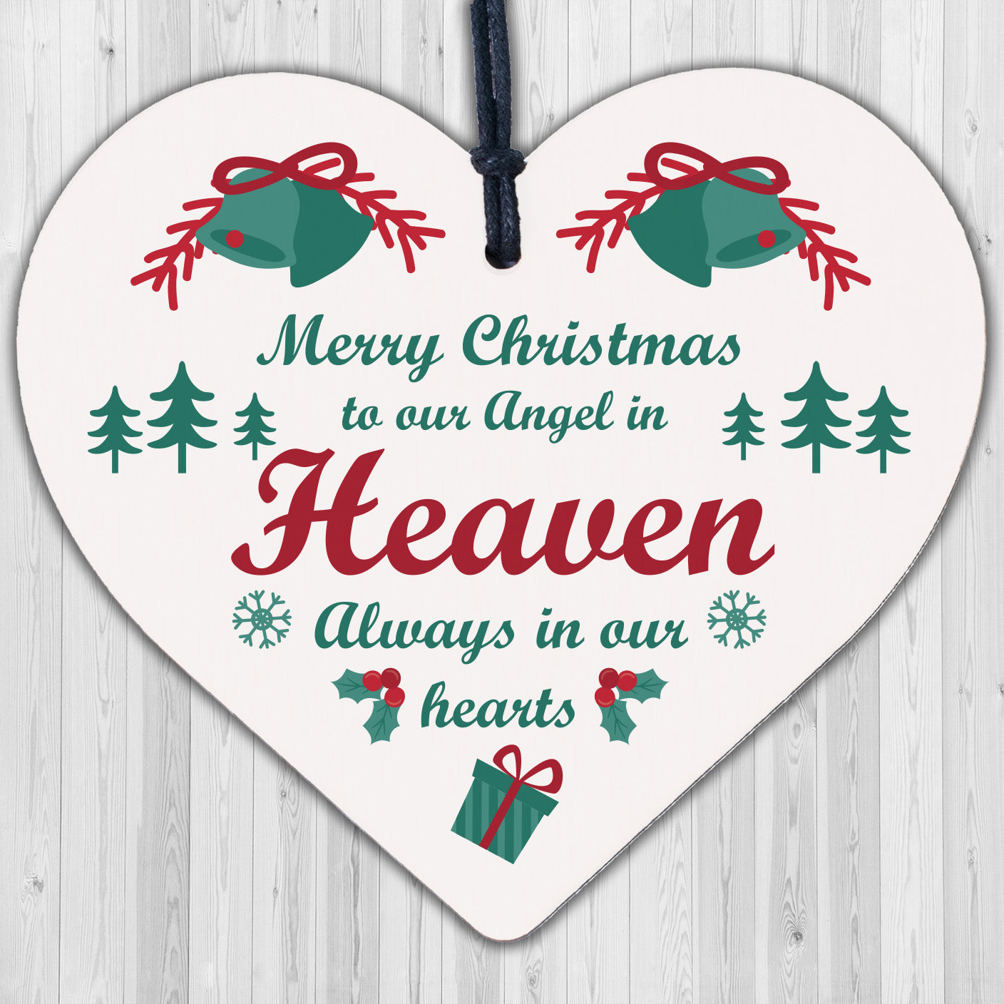 Christmas Heaven Heart In Memory Dad Mum Memorial Xmas Tree Bauble Decoration