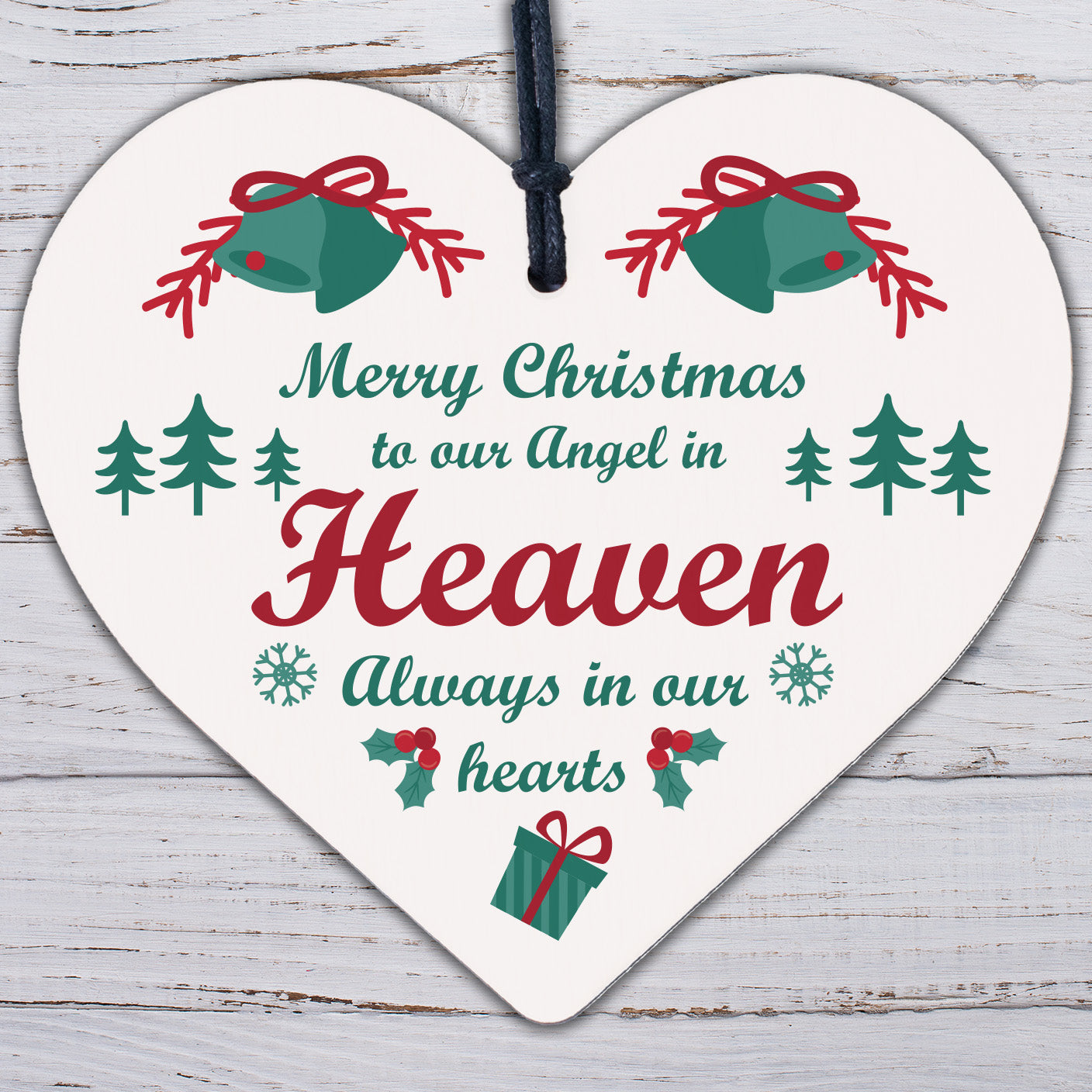 Christmas Heaven Heart In Memory Dad Mum Memorial Xmas Tree Bauble Decoration