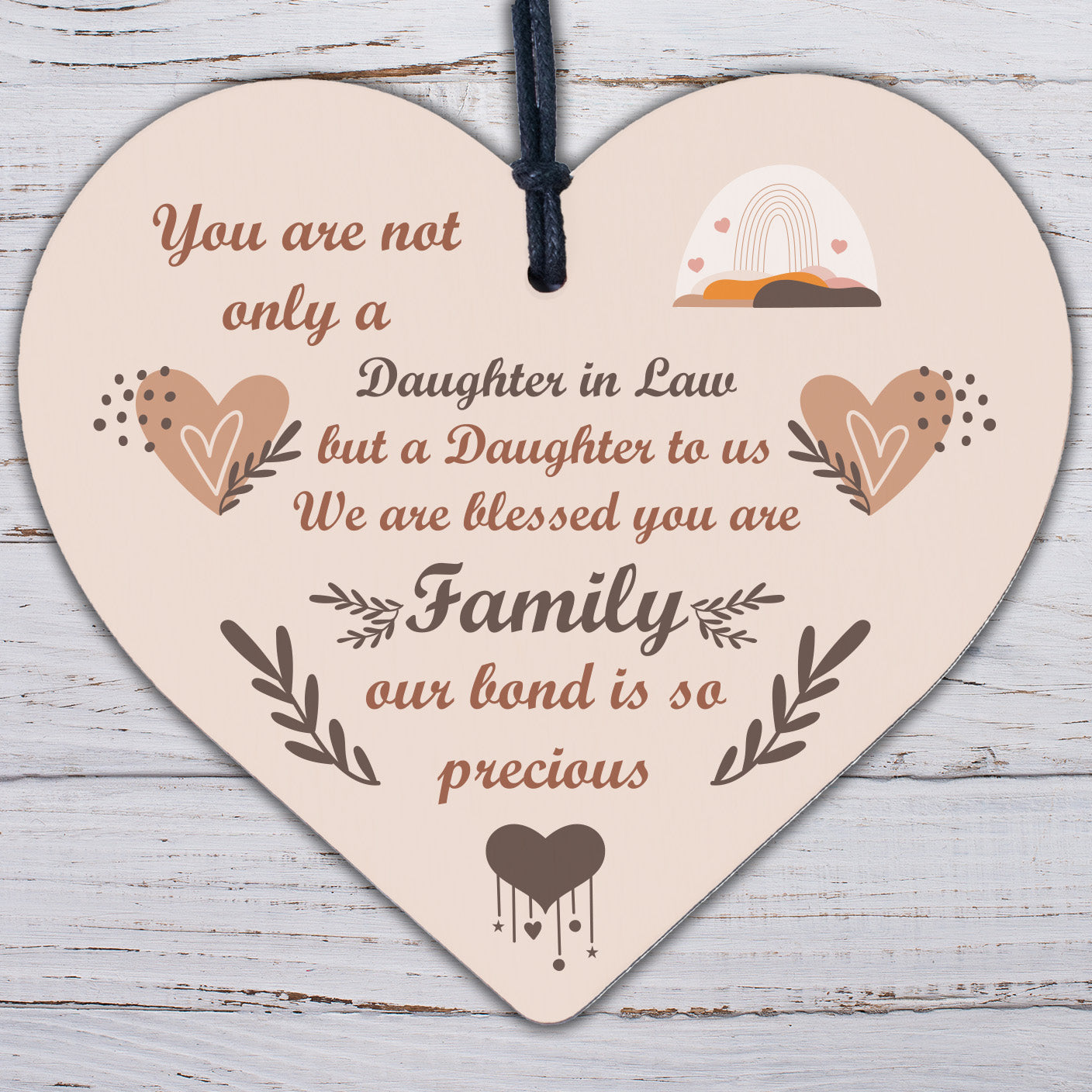 Daughter In Law Plaque Sayings Wooden Heart Birthday Wedding Christmas Gifts