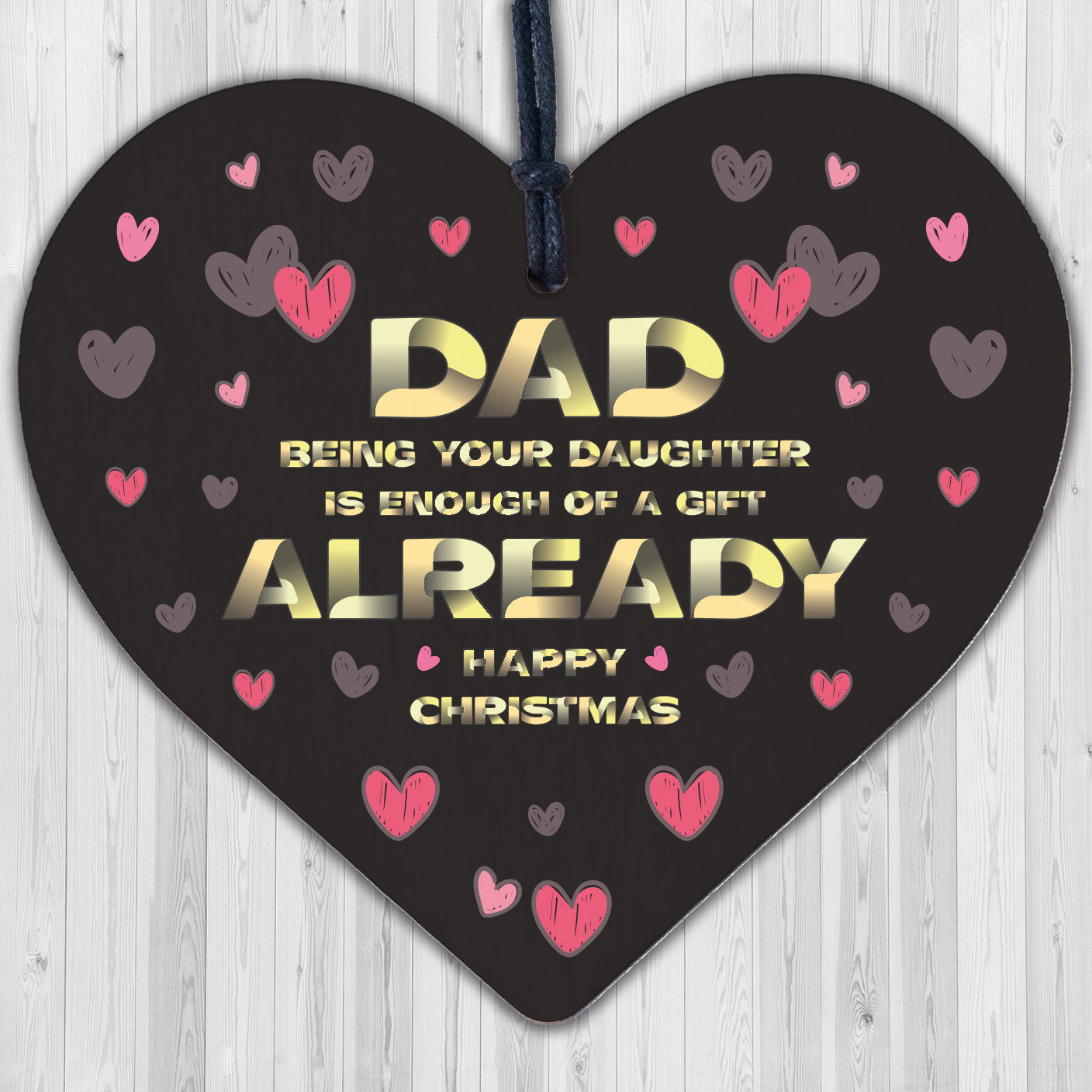 Dad Christmas Gift From Daughter Novelty Wood Heart Funny Gift For Dad Daddy