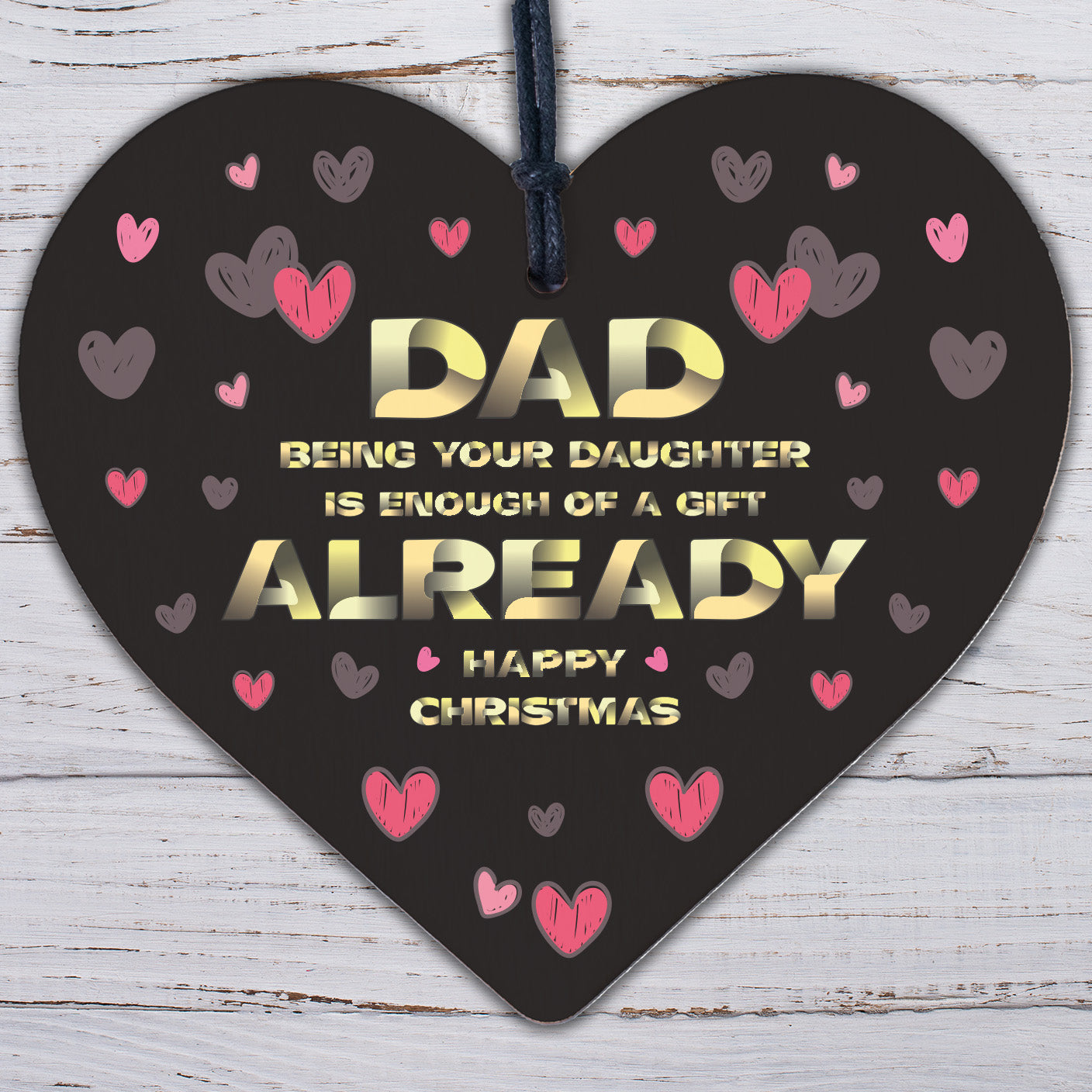 Dad Christmas Gift From Daughter Novelty Wood Heart Funny Gift For Dad Daddy