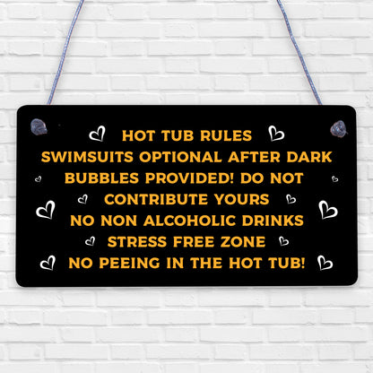 Chalkboard Hot Tub Rules Hanging Plaque Summer House Garden Sign Gift