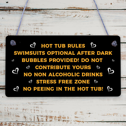 Chalkboard Hot Tub Rules Hanging Plaque Summer House Garden Sign Gift